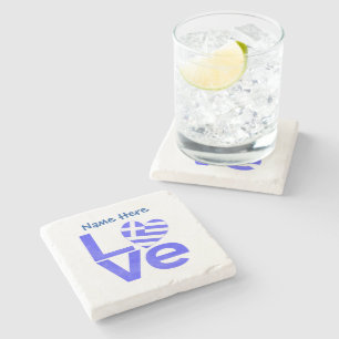 Persoonlijke Griekse Liefdesvlag Hart  Stenen Onderzetter