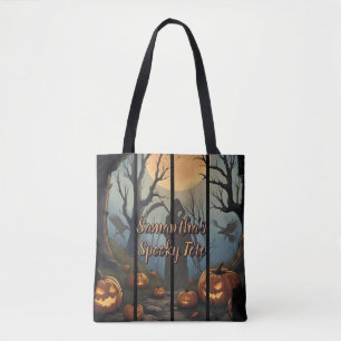 Persoonlijke Griezelige Bos Halloween Tote Bag