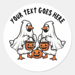 Persoonlijke Griezelige Geest Ganzen Halloween Tri Ronde Sticker