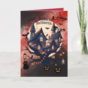 Persoonlijke griezelige Halloween-spookhuis Kaart