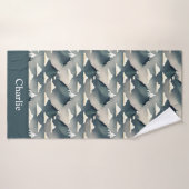 Persoonlijke Grijze Berg Badhanddoek (Badhanddoek)