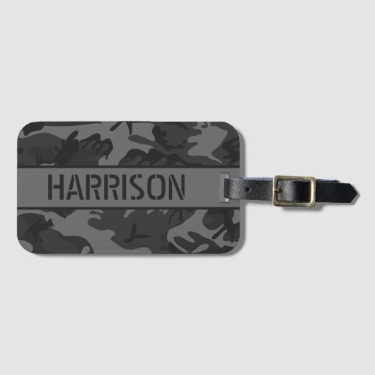 Persoonlijke grijze camouflage bagagelabel (Voorkant (horizontaal))