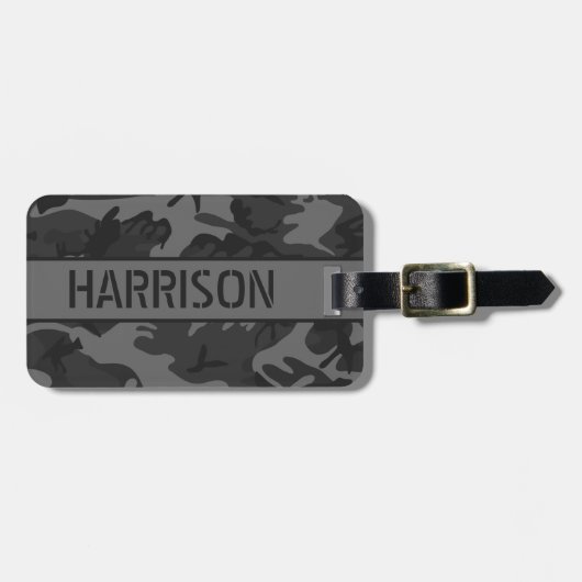 Persoonlijke grijze camouflage bagagelabel (Voorkant horizontaal)