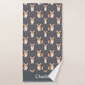 Persoonlijke Grijze Corgi Hond Badhanddoek (Badhanddoek)