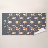 Persoonlijke Grijze Corgi Hond Badhanddoek (Badhanddoek)