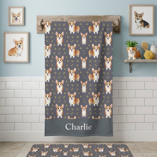 Persoonlijke Grijze Corgi Hond Badhanddoek