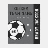 Persoonlijke grijze en zwarte spelernaam fleece deken (Voorkant)