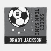 Persoonlijke grijze en zwarte spelernaam fleece deken (Voorkant (Horizontaal))