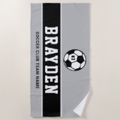 Persoonlijke grijze en zwarte spelernaam strandlaken (Voorkant)