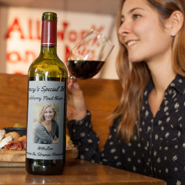 Persoonlijke Grijze Fotovriendschappelijke Partij  Wijn Etiket