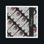 Persoonlijke grijze herenpak en rode stropdas serv servet<br><div class="desc">*Aanpassen met uw tekst en keuze van achtergrondkleur.</div>