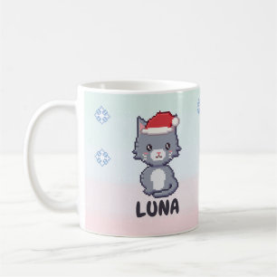 Persoonlijke grijze kat Kerstmug Koffiemok