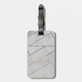 Persoonlijke grijze marmeren gouden geometrische bagagelabel (Achterkant verticaal)