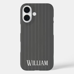 Persoonlijke grijze strepen iPhone 16 hoesje