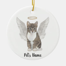 Persoonlijke grijze tabby kat condoleance-herdenki keramisch ornament
