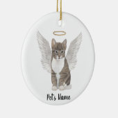 Persoonlijke grijze tabby kat condoleance herinner keramisch ornament (Rechts)