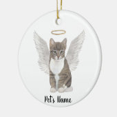 Persoonlijke grijze tabby kat condoleance herinner keramisch ornament (Links)