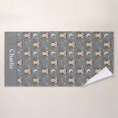 Persoonlijke Grijze Uil Kinderen Badhanddoek (Badhanddoek)