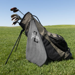 Persoonlijke Grijze Vintage Pinstripe Retro Monogr Golfhanddoek