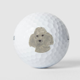 Persoonlijke Grijze Zilveren Poodle Golfballen