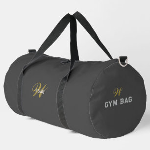 Persoonlijke grijze zwarte monogram sport- of reis plunjezak