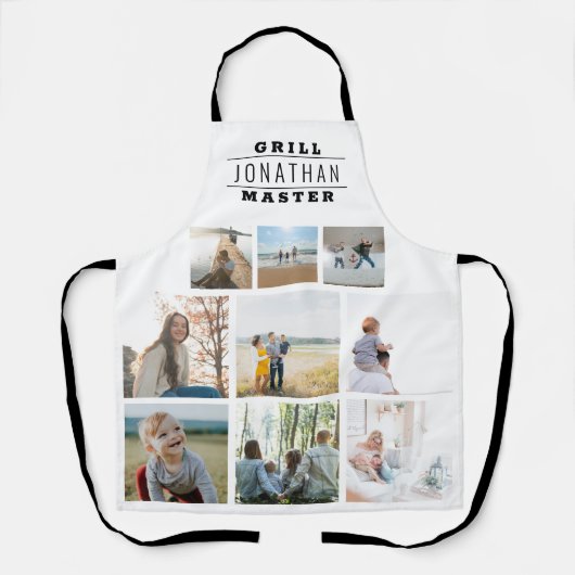 Persoonlijke grill Master Name Photo Collage Schort (Voorkant)