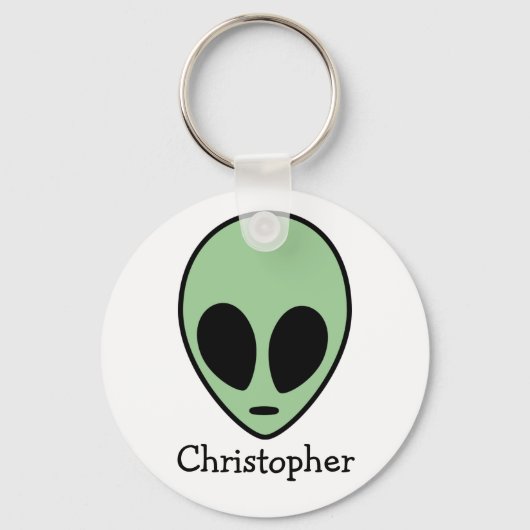 Persoonlijke groene alienkop  sleutelhanger (Voorkant)