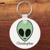 Persoonlijke groene alienkop  sleutelhanger (Voorkant)