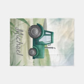 Persoonlijke Groene Aquarel Tractor Fleece Deken (Voorkant (Horizontaal))