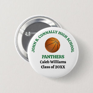 Persoonlijke Groene Basketbalspeler op Middelbare Ronde Button 5,7 Cm