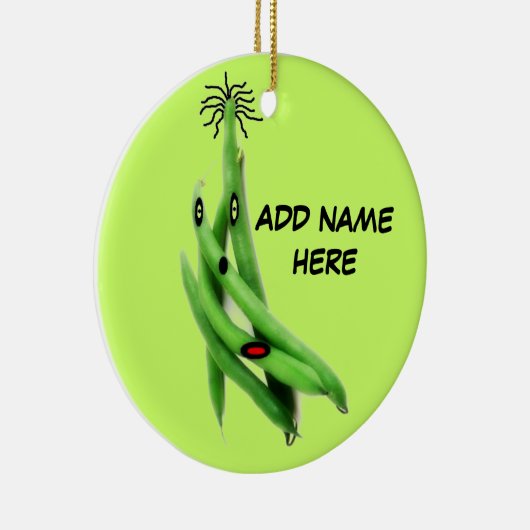 Persoonlijke Groene Bean-Cartoon Keramisch Ornament (Rechts)