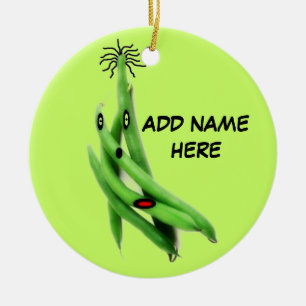 Persoonlijke Groene Bean-Cartoon Keramisch Ornament