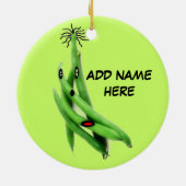 Persoonlijke Groene Bean-Cartoon Keramisch Ornament (Achterkant)