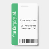 Persoonlijke Groene BedrijfsVeiligheid identiteits Badge (Back)