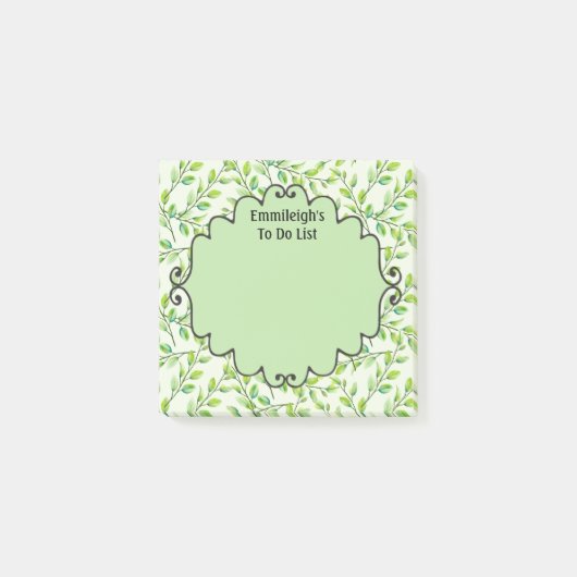 Persoonlijke groene bladeren en takken post-it® notes (Voorkant)