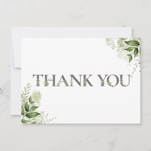 Persoonlijke groene bloem typografie bedankkaart (Voorkant)