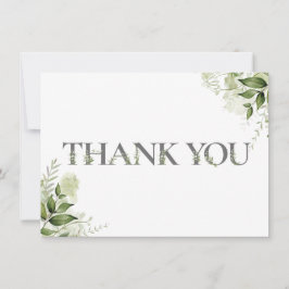 Persoonlijke groene bloem typografie bedankkaart