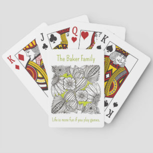 Persoonlijke groene bloemendoodle kaartspel pokerkaarten