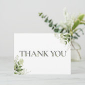 Persoonlijke groene bloemtypografie bedankkaart (Staand voorkant)