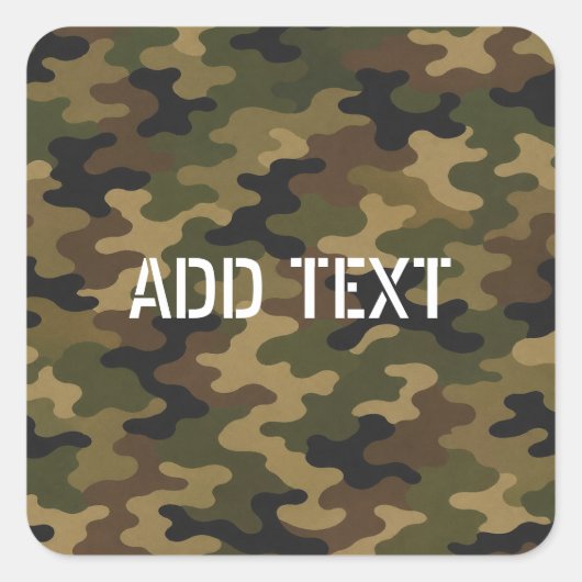 Persoonlijke groene camouflage leger vierkante sticker (Voorkant)