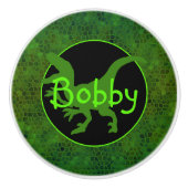 Persoonlijke Groene Dinosaur Huid Keramische Knop (Voorkant)