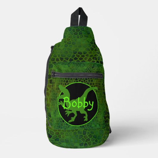 Persoonlijke Groene Dinosaurus  Sling Bag (Voorkant)