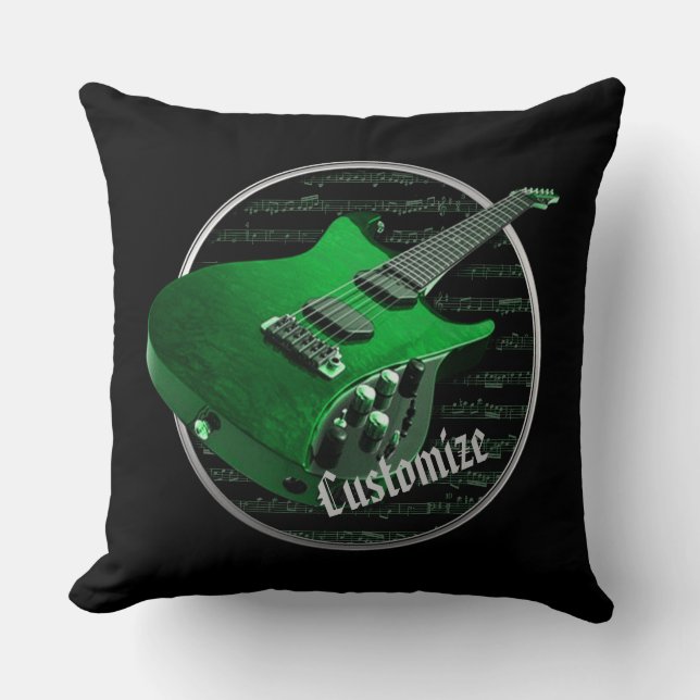 Persoonlijke Groene Elektrische Guitar Kussen (Voorkant)