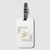 Persoonlijke groene elementen gouden monogram mode bagagelabel (Voorkant (verticaal))