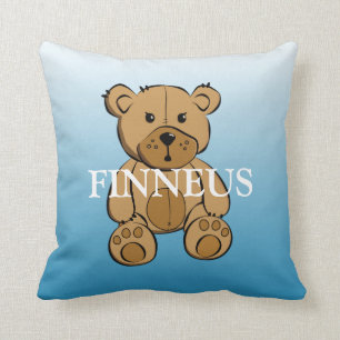 Persoonlijke groene en blauwe gestreepte teddybeer kussen