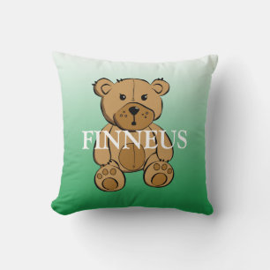 Persoonlijke groene en blauwe gestreepte teddybeer kussen