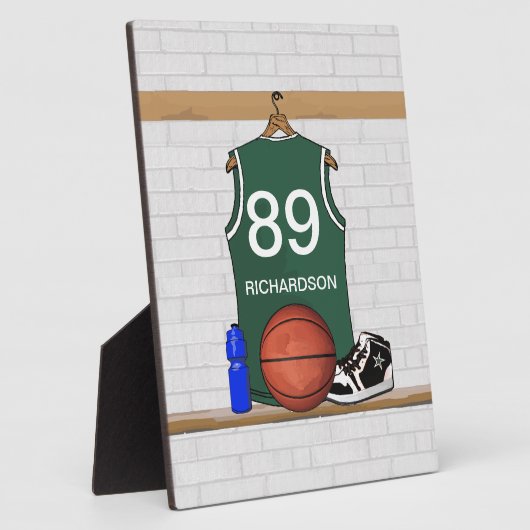 Persoonlijke Groene en Witte Basketball Jersey Fotoplaat (Zijkant)
