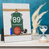 Persoonlijke Groene en Witte Basketball Jersey Fotoplaat (Zijkant)