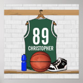 Persoonlijke Groene en Witte Basketball Jersey Poster (Voorkant)