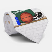 Persoonlijke Groene en Witte Basketball Jersey Stropdas (Opgerold)